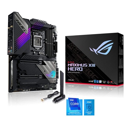 ASUS ROG Maximus XIII Hero (WiFi 6E) Z590 LGA 1200 (Intel 11th/10th Gen) ATX Gaming Motherboard - MAXIMUS XIII HERO ASUS ROG Maximus XIII Hero (WiFi 6E) Z590 LGA 1200 (Intel 11th/10th Gen) ATX Gaming Motherboard - MAXIMUS XIII HERO